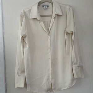 cupcakes & cashmere Cream Satin Button Down Shirt